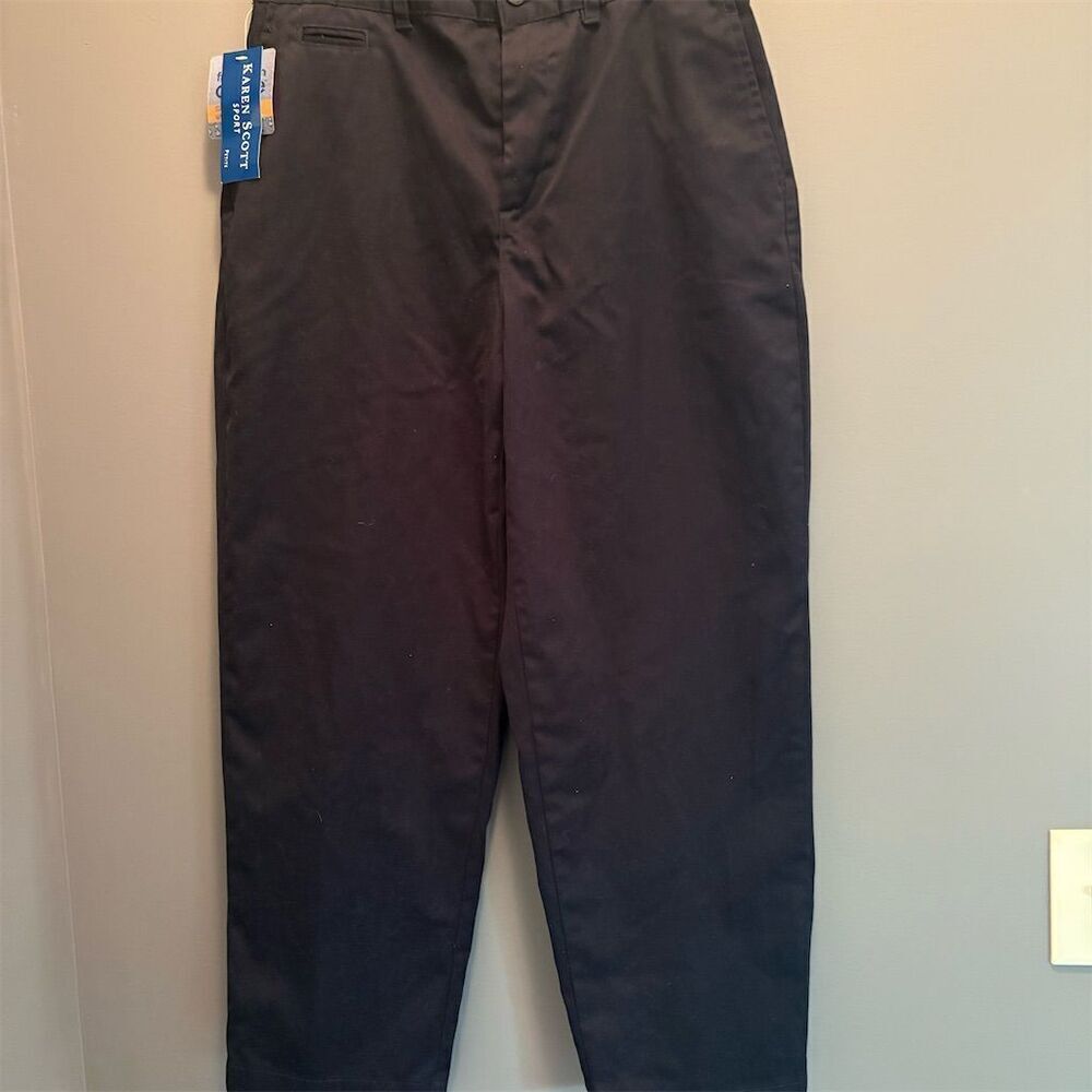 Karen Scott Women's Petite Petite Size 14P Blue Flat Front Casual Pants